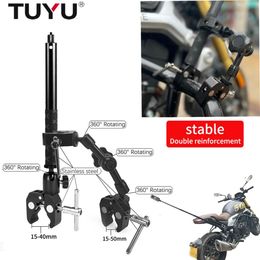 Monopods Tuyu Motorcycle Bike Invisible Selfie Stick Monopod Handlebar Mount Bracket for Gopro Max 10 Insta360 One X2 Camera Accessories