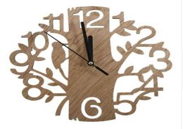 Modern Wood Vintage Design Wall Clock Fashion Home Living Room Coffee Shop Chic Bar Personality Quiet Clock Square Shape P104130019