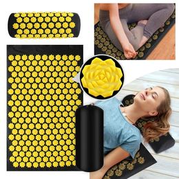 Mats 3pcs Massage Body Applicator Acupressure Yoga Cushion Sensi Pilates Mat with Needle Foot Massager Pillow Fiess for Neck Waist