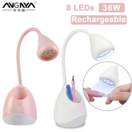 36W Rechargeable Mini Nail Lamp UV Light for Gel Nails Portable Dryer LED Stand For Manicure Storage Pen Holder 240111