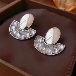 Dangle Earrings KAITIN Oval Crystal Zircon Fan Shaped Women Fashion Retro Light Luxury Jewelry Temperament Premium Earring Girl Gift