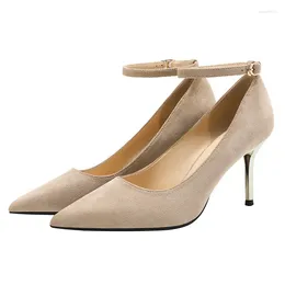 Dress Shoes 31-43 High Heels Black Suede Professional Ladies Stiletto Pumps Woman