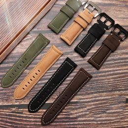 Watch Bands Handmade Accessories Vintage Genuine Crazy Horse Leather Watchband 20mm 22mm 24mm 26mm Strap Mens Band