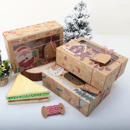 Gift Wrap 100Pcs/Lot Christmas Candy Cookie Kraft Paper Box With Plastic PVC Window Gingerbread Chocolate Cardboard