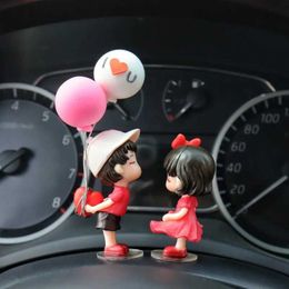 Anime Couples Car Ornament Model Cute Kiss Balloon Figure Kawaii Auto Interior Decoration Pink Dashboard Figurine Accessories