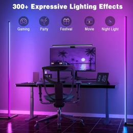 1pc/2pcs Corner Floor Lamp,1.5m/59in Smart RGBIC LED Corner Lamp With App And Remote Control, Colour Changing Ambience Light With Music Sync, Easy To Instal