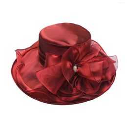 Wide Brim Hats Foldable Hat For Women Flower Wedding Tea Party Cap Sun Woman The Sombrero Mujer Para El Sol Beach