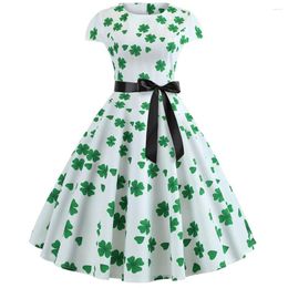 Women's Sleepwear Long Summer Dress St. Patrick'S Day Print Evening Party Dresses Ladies Prom Swing Bow Silk Slip Under