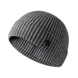 Berets Pure Color Ribbed Beanies Hat Outdoor Winter Knitted Hats For Men Women Warm Windproof Stylish Hiking