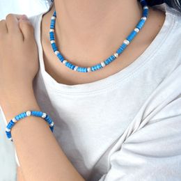 light luxury classical necklace Natural freshwater pearl stitching blue natural agate gemstone beaded bracelet clavicle chain women's