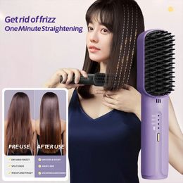 Mini Hair Straighteners Wireless Comb And Straightening Brush Hair Styling Appliances Home Comb 240111