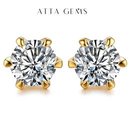 Earrings 18K Gold Plated 0.51 Carat D Color Moissanite Gemstone Stud Earrings for Women Solid 925 Sterling Silver Solitaire Fine Jewelry