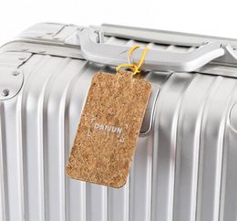 DHL300pcs Bag Parts PU Cork Leather Square Travel Luggage Tag