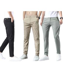 Spring and Autumn Casual Pants Stretch Slim Fit Elastic Waist Business Classic Korean Trousers Male Golf Pants 240111