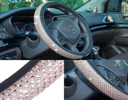 Luxury 3D Square Diamond Steering Wheel Cover fit 37538cm Ultra Bling Crystal Car Van Decor Covers Auto Styling4053205