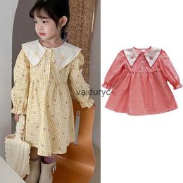 Girl's Dresses Baby Girls Dresses Kids Cotton Embroidered Floral Dress ldren's Korean Style Clothes 2022 Spring Autumn Princess Costume H240508