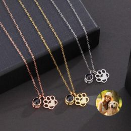 Necklaces Dog Photo Custom Projection Necklace For Women Pendant Jewellery Accessories Pets Memorial Family Memory Personality Birthday Gift