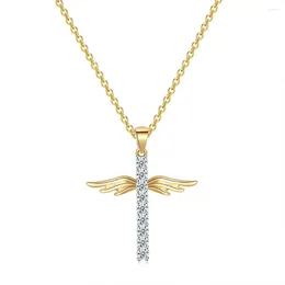 Pendant Necklaces Fashion Female Cross Pendants Drop Gold Colour Crystal Jesus Necklace Jewellery For Men/Women Wholesale