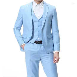 Men's Suits 2024 Business Casual Suit Three-piece Groom Man Wedding Korean Version Slim Professional Formal