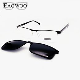 Magnet Men Eyeglasses Half Rim Metal Optical Frame Prescription Spectacle Myopia Business Eye Glasses Sunglasses 60mm Wide Face 240111