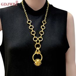 Jewelry Fashion Gold Color Round Star Coin Necklace for Women Long Pendants Necklaces Geometric Vintage Jewelry