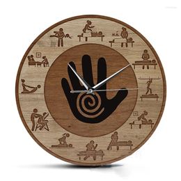 Wall Clocks 12inch Wood Clock Fun Design Hanging Watch Message Pattern For Living Room Indoor Non Ticking