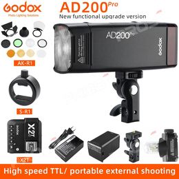 Accessories Godox Ad200pro 200ws Ttl 2.4g Hss 1/8000s Pocket Outdoor Flash Light Double Head with 2900mah Lithium Battery Flashlight Flash