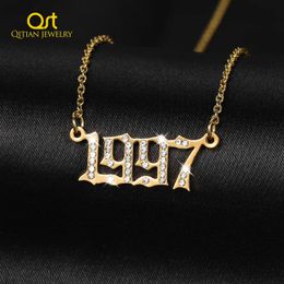 Necklaces Customised Gold Chain Year Digital Pendant Necklace For Men's and Women's Jewellery Memorial Gifts Birthday Souvenir Numeral 1997