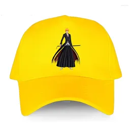 Ball Caps Outdoor Snapback Baseball Cap Black Cotton Hats Bleach Ichigo Kurosaki Swordsman Art Anime Manga Man Women Hip Hop Sunhat