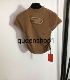 2024Women's T-Shirt embrodery letter jumper Top t Shirts for Women designer Fashion Street designer pullover crop tops sexy slim tight stretchy tees woman clothing