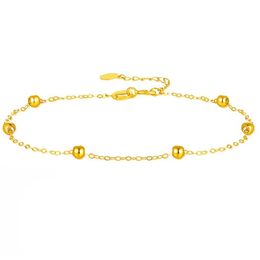 Anklets NYMPH 18K Gold Anklet for Women's Fine Jewellery Real AU750 Solid Round Ball Sliding Pure Gold Adjustable Chain Luxury Gift B511