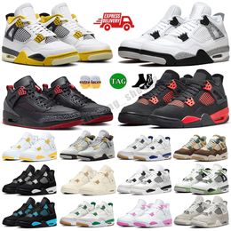 With Box Men Women Basketball Shoes 4 4S Sneaker Black Cat Canvas Fire Red Red Thunder Sail White Oreo Pure Money University Bred OG Pine Green Trainers