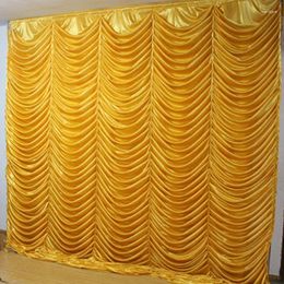 Party Decoration 10ftx10ft Ice Silk White Gold Wedding Backdrop Wave Curtain Panel Stage Background Po Booth Event Drapes