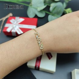 Bracelets DOREMI 6MM Letter Zircon Bracelet with Birthstone Sterling Silver Material Fine Jewelry Women Gift Necklace