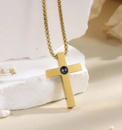 Necklaces Custom Photo Projection Necklace Personalizado Cross Necklaces With Picture Stainless Steel Jewerly Fashion Trend Gift For Men