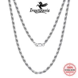 Necklaces TrustDavis Real 925 Sterling Silver Necklace Italian Handmade Twist Link Chain Necklace For Women Wedding Party Jewelry DC35