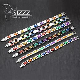 Bracelets 6 Kinds Silicone 316L Stainless Steel Bracelet Men Bangle Rainbow Colour Clasp LGBT Bracelet Gay Pride Bracelet For Men Women