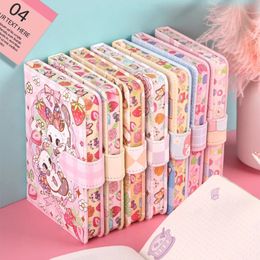 256 Page Children Cute Notebook Colour Illustration Magnetic Button Soft Leather Diary Student Planner Agenda Notepad Book 240111