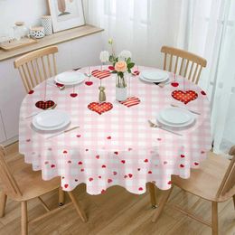 Table Cloth Valentine'S Day Eucalyptus Leaf Love Waterproof Tablecloth Decoration Wedding Home Kitchen Dining Room Round