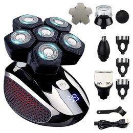 WAH Head Shaver 5 in 1 Electric Razor for Bald Men Trimmer With Nose Hair Sideburns Clipper Waterproof Wet Dry Grooming Kit 240110