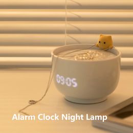 Night Lamp Alarm Clock Smart Control LED Digital Clock Electronic Desk Table Clock Cute Cat For Children Kids Home Decoration 240110