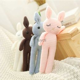 Other Arts and Crafts 24cm Baby Crochet Bunny Sleeping Doll Toy Figure Stuffed Rabbit Children Interactive Knitted Doll Baby Girlfriend Party Gifts YQ240111