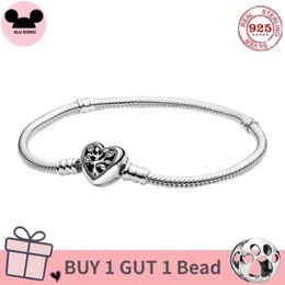 Bangles New Hot Sale 100% Real 925 Sterling Silver pan Love heart tree shape Bracelet for Women Fit Original Charms Bangle DIY Jewellery