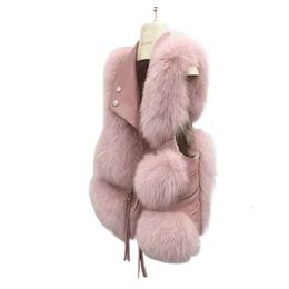 Women's Fall and Winter Fur Designer Vest Lapel Sleeveless Button Slim Large Size Faux Fur Coat Fur One Piece Clip 59724