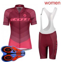 Womens SCOTT Team Cycling jersey Suit 2021 Summer Short Sleeves Mountain Bike Outfits Breathable Racing Clothing Bicycle Uniform Y252T