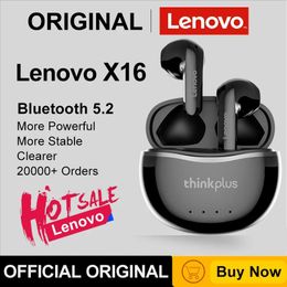 Earphones 2022 New Original Lenovo X16 Headphone Bluetooth 5.2 TWS Wireless Earbuds Stereo Sports Earhook Earphone With Dual HD Microphone