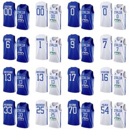 Custom Italy Printed EuroBasket Basketball Jerseys 2022 Blue Home White Away 13 Simone Fontecchio Marco Spissu 1 Nicolo Mannion 6 4656708
