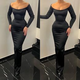 Black sheath Prom Dress strapless evening dresses elegant long sleeves pleats backless Formal dresses for special occasions