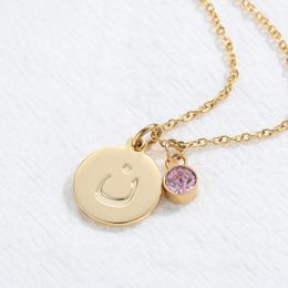 Necklaces Arabic Initial Letter Necklaces With Birthstone For Women Gold Choker Chain Personalized Coin Pendant & Necklace Jewelry Gifts