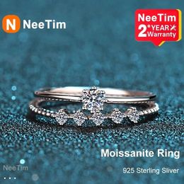 Rings NeeTim 3mm Moissanite Ring Set Silver 925 Brilliant Cut 0.1 Carat Diamond Test Past D Colour Moissanites Rings Original Jewellery